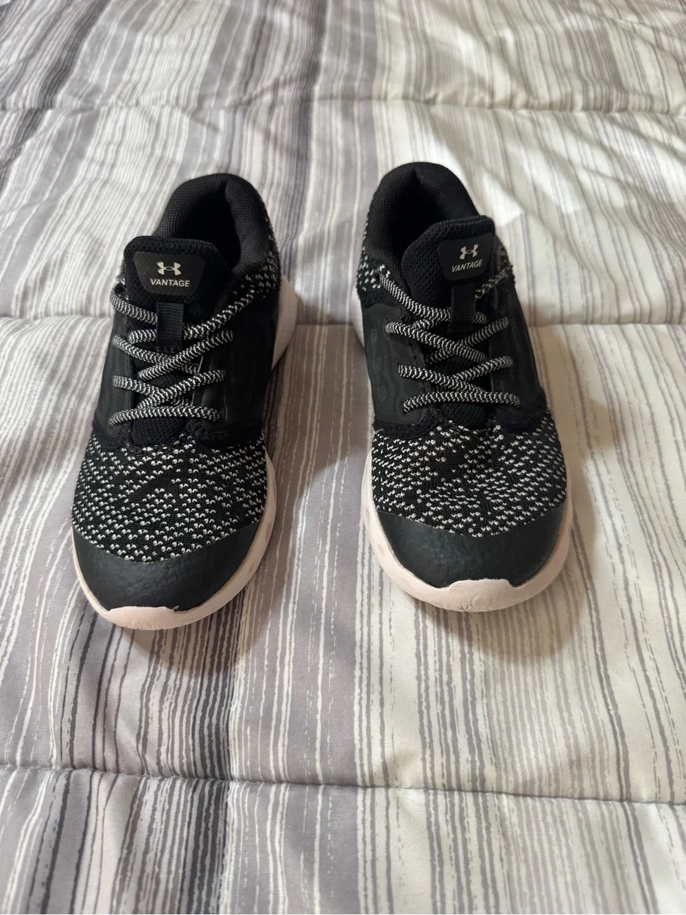 Under Armour Kids' Black and White Knit Athletic Shoes Size 13K